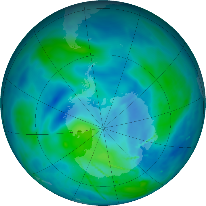 Antarctic ozone map for 10 March 2011